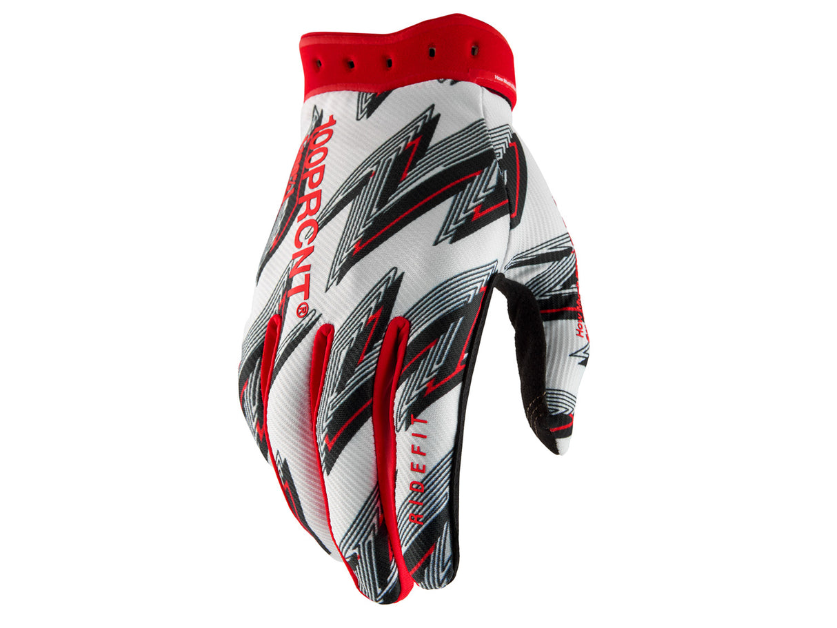 100% Ridefit Gloves - white/red