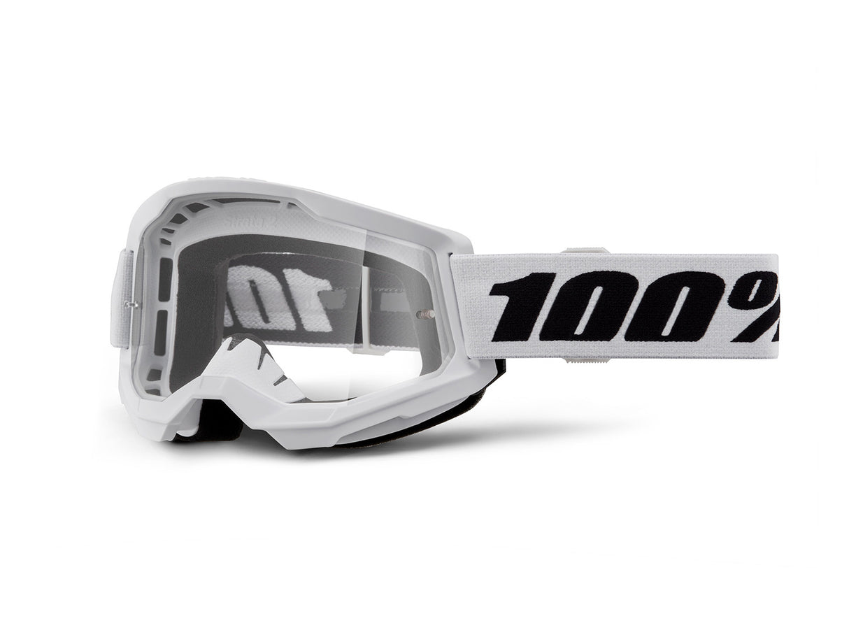 100% Strata 2 Junior Goggle - Clear Lens FA23 - white