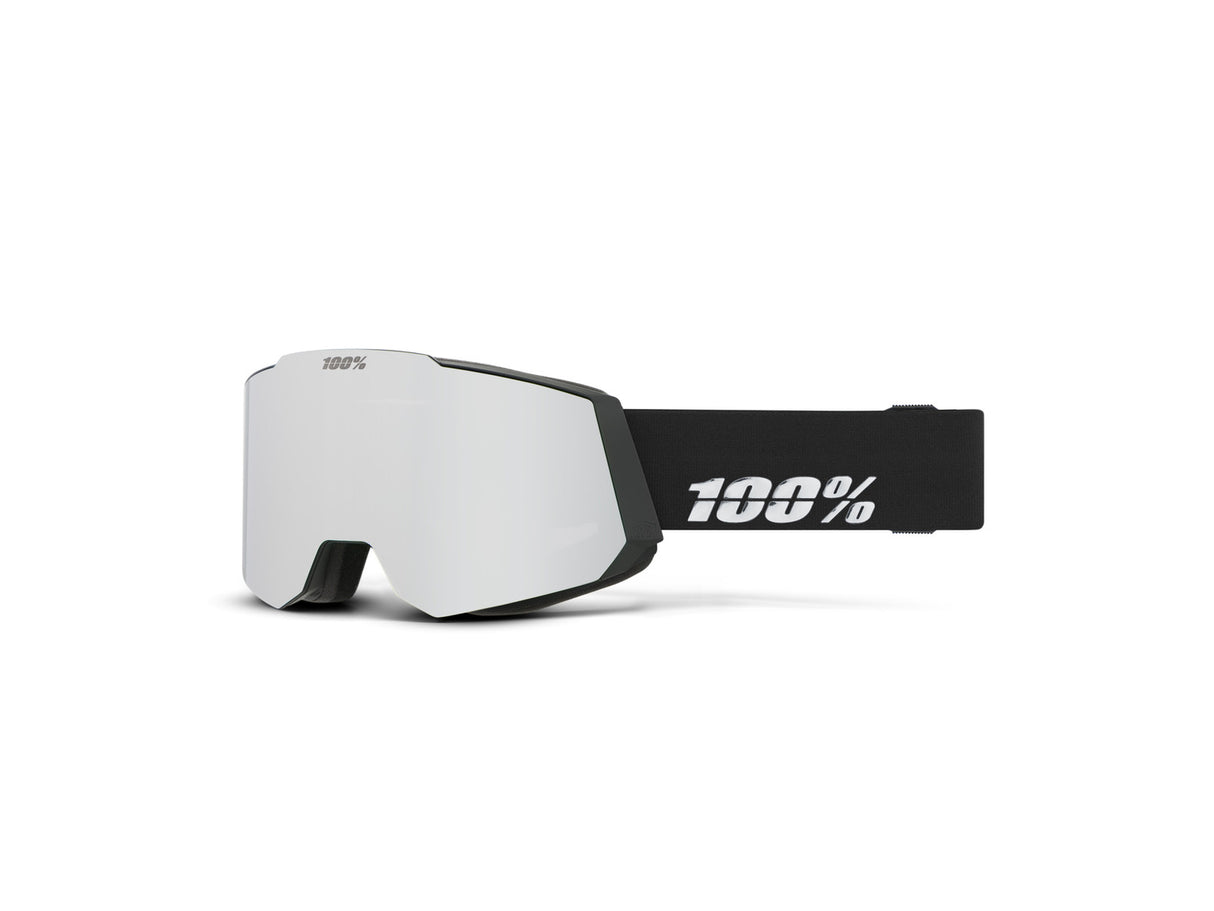 100% SNOWCRAFT HiPER snow goggle, Esntl Black - Silver ML Mirror - HiPER Grey-Blue w/Silver ML Mi
