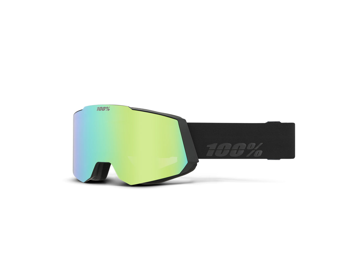 100% SNOWCRAFT HiPER snow goggle, Esntl Black - Green ML Mirror - HiPER Grey-Blue w/Green ML Mi
