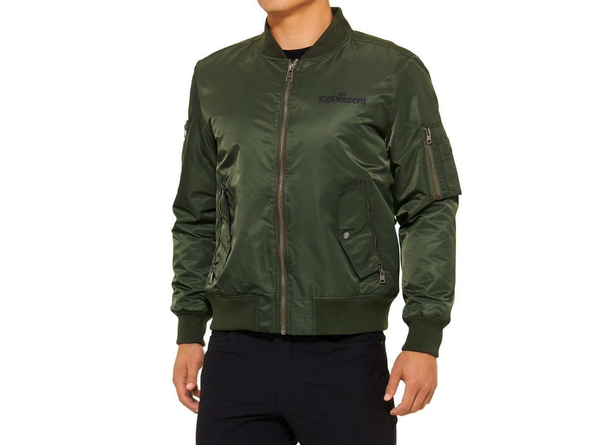 100% Bomber Zip Jacket - army green