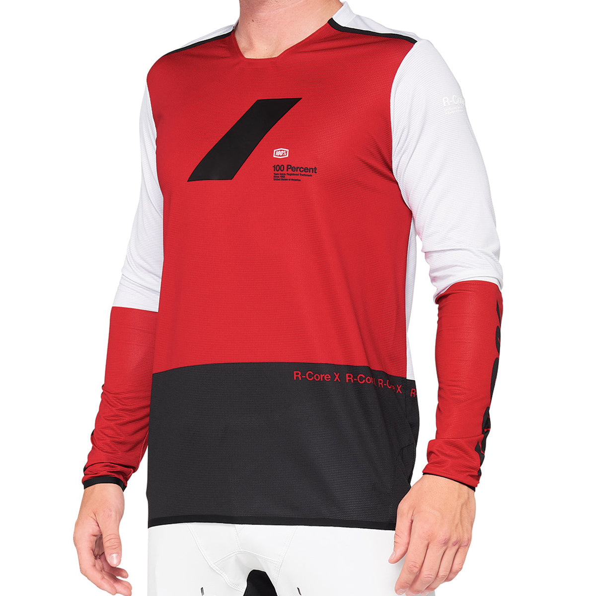 R-Core X Jersey - Langarm Trikot - Cherry Black - Weiß/Schwarz/Rot