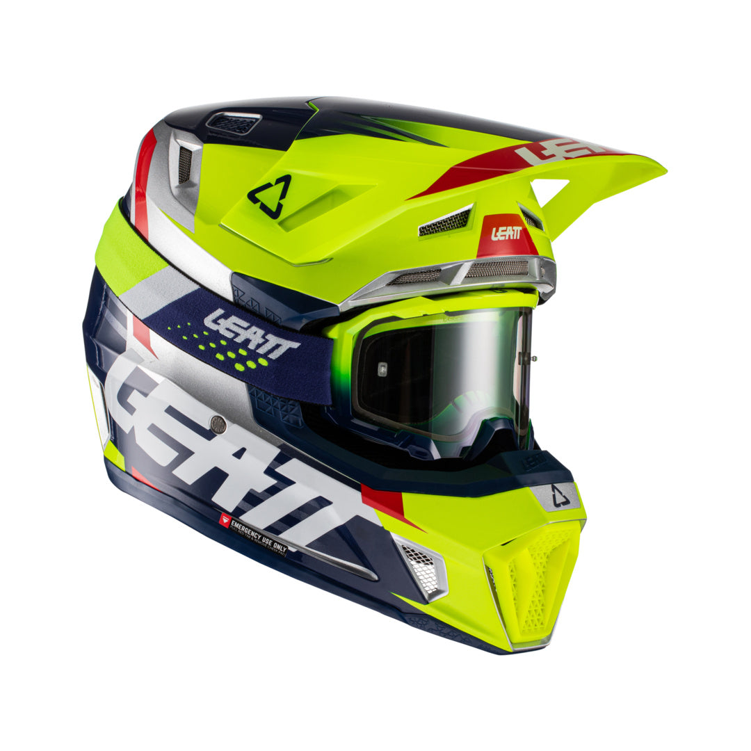 Helm inkl. Brille 7.5 V22 Graphic fluo gelb-blau