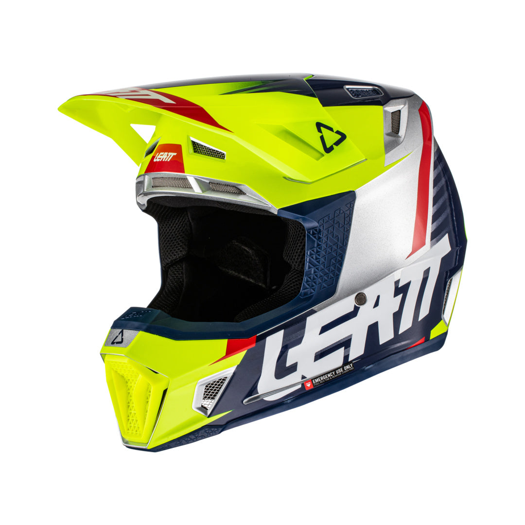 Helm inkl. Brille 7.5 V22 Graphic fluo gelb-blau
