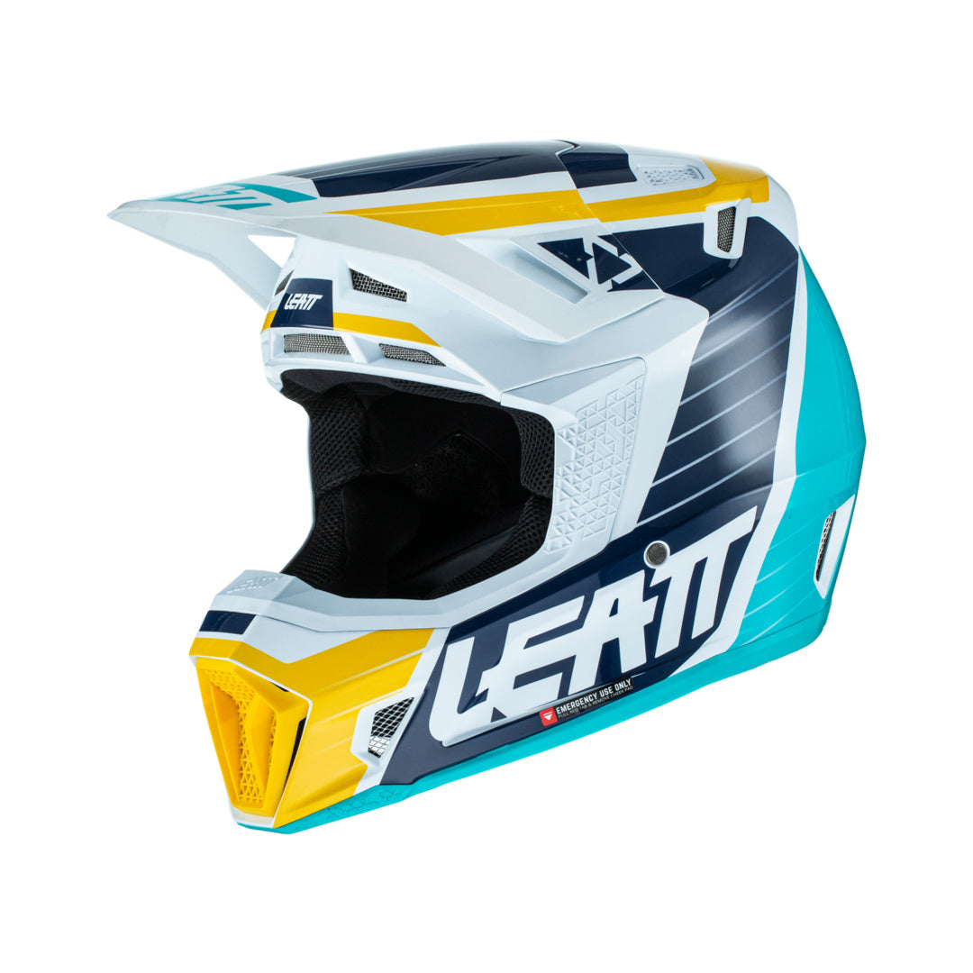Helm inkl. Brille 8.5 V22 Graphic blau-weiss-gelb