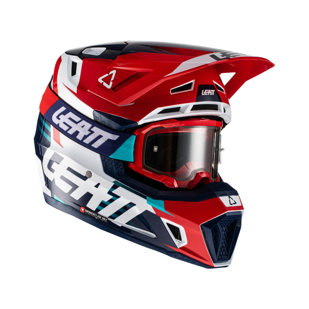 Helm inkl. Brille 8.5 V22 Graphic rot-blau-weiss