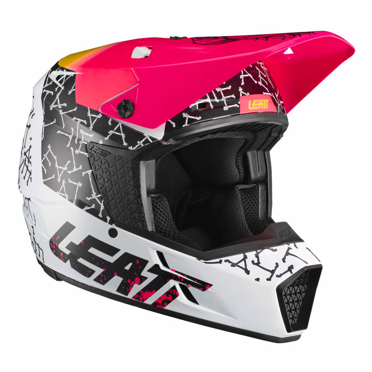 Motocrosshelm 3.5 V21.2 - weiss-schwarz-rot