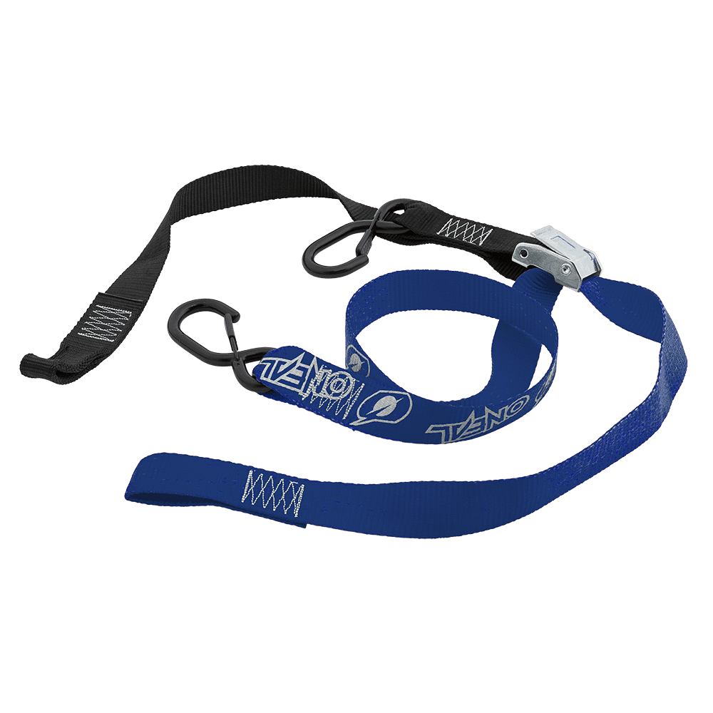DE LUXE Soft Hook Tie Downs LOGO blue (2pcs)