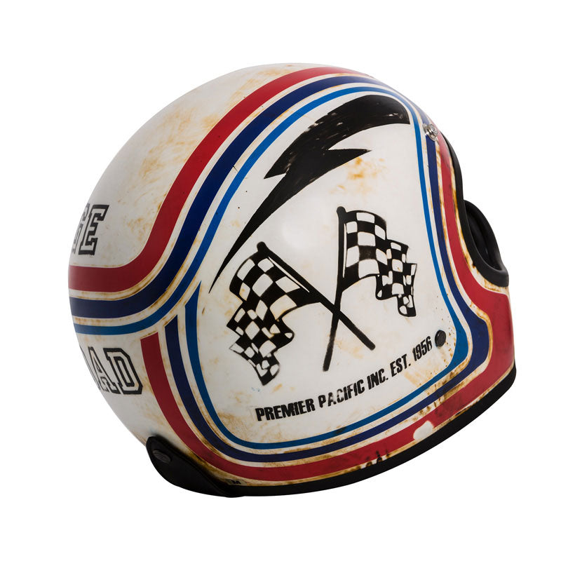 Motocrosshelm Vintage MX BTR 8BM - matt weiss-blau-rot