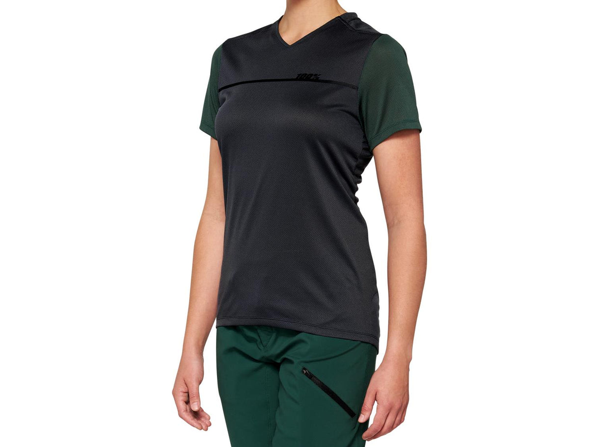 Ridecamp Womens Short Sleeve Jersey - Charcoal/Forest Green