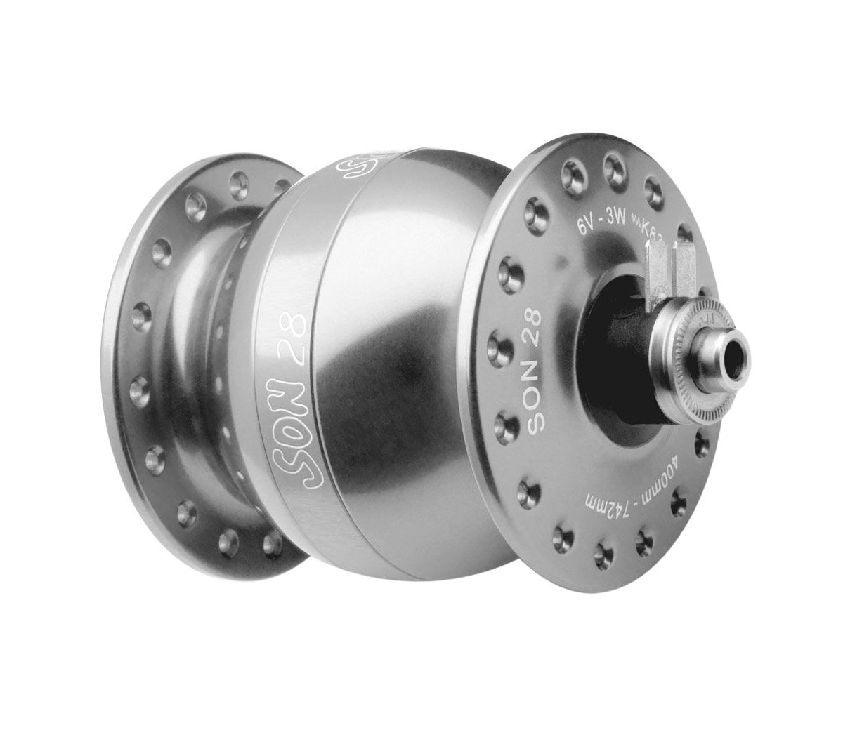 Nabendynamo SON 28 - Silber eloxiert