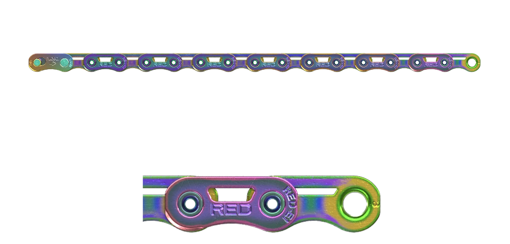 Kette Red E1 Flattop, 12-fach, PowerLock - Rainbow