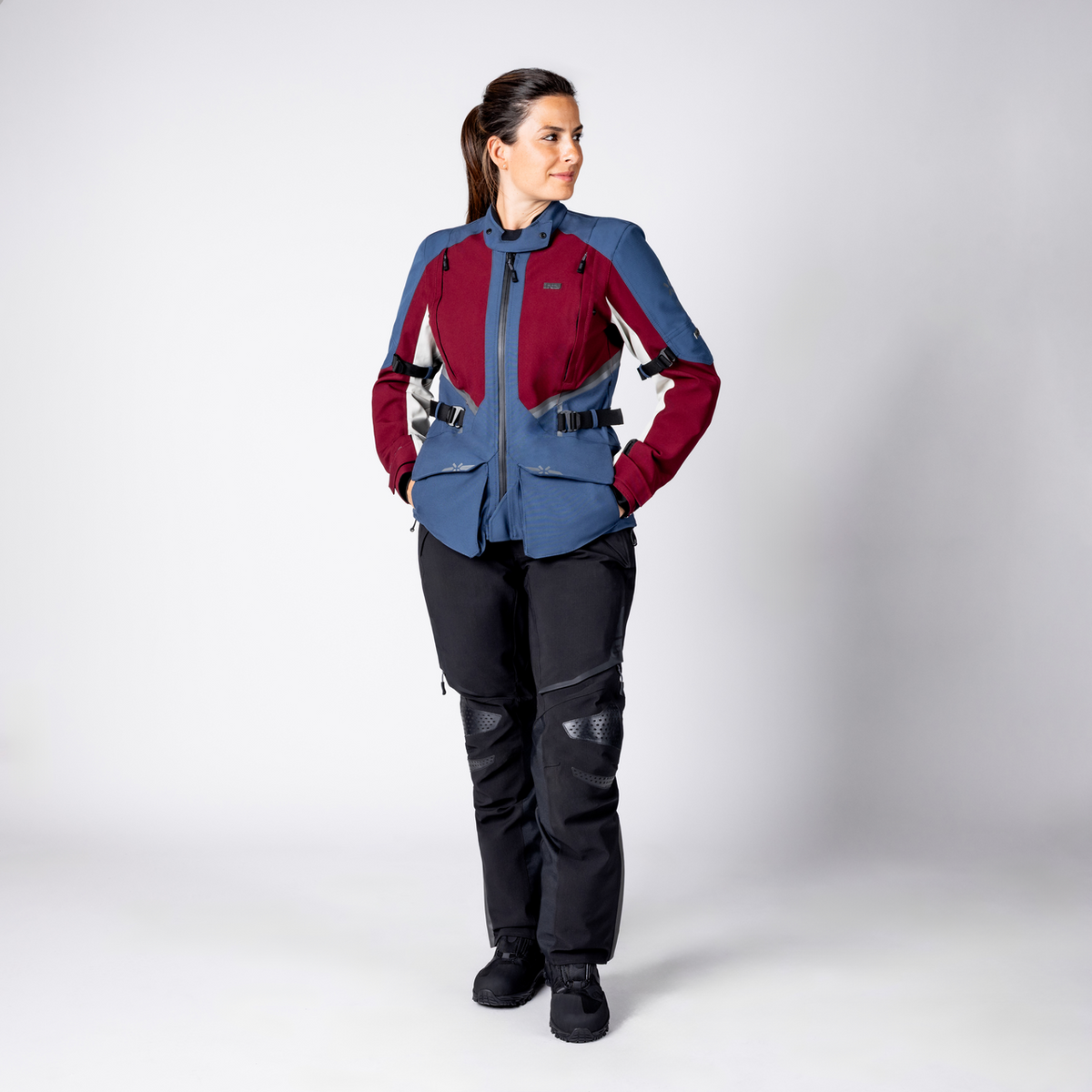 Damen Tourster-STX 1.0 Laminatjacke - weinrot-blau-cool grey iXS