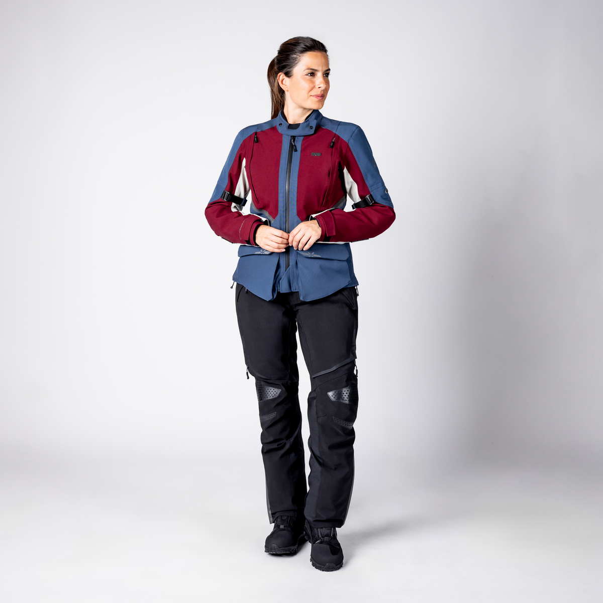 Damen Tourster-STX 1.0 Laminatjacke - weinrot-blau-cool grey iXS
