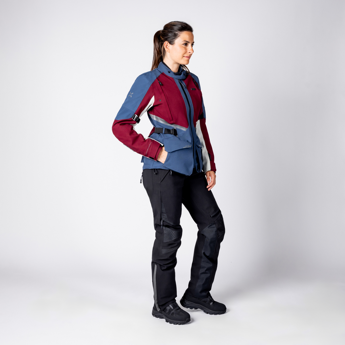 Damen Tourster-STX 1.0 Laminatjacke - weinrot-blau-cool grey iXS