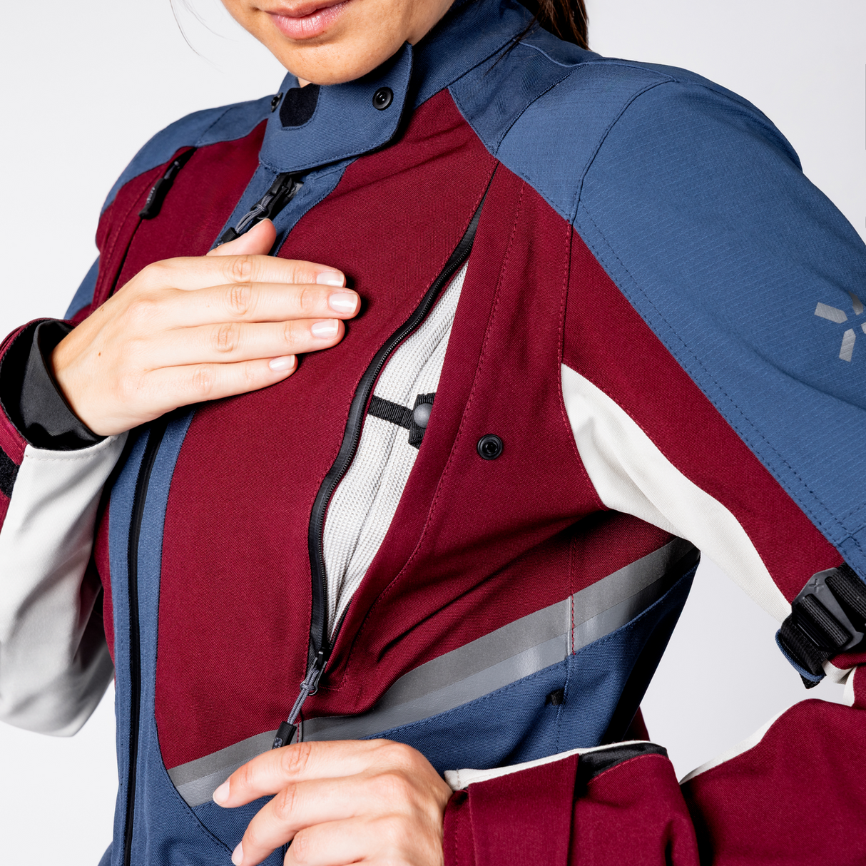 Damen Tourster-STX 1.0 Laminatjacke - weinrot-blau-cool grey