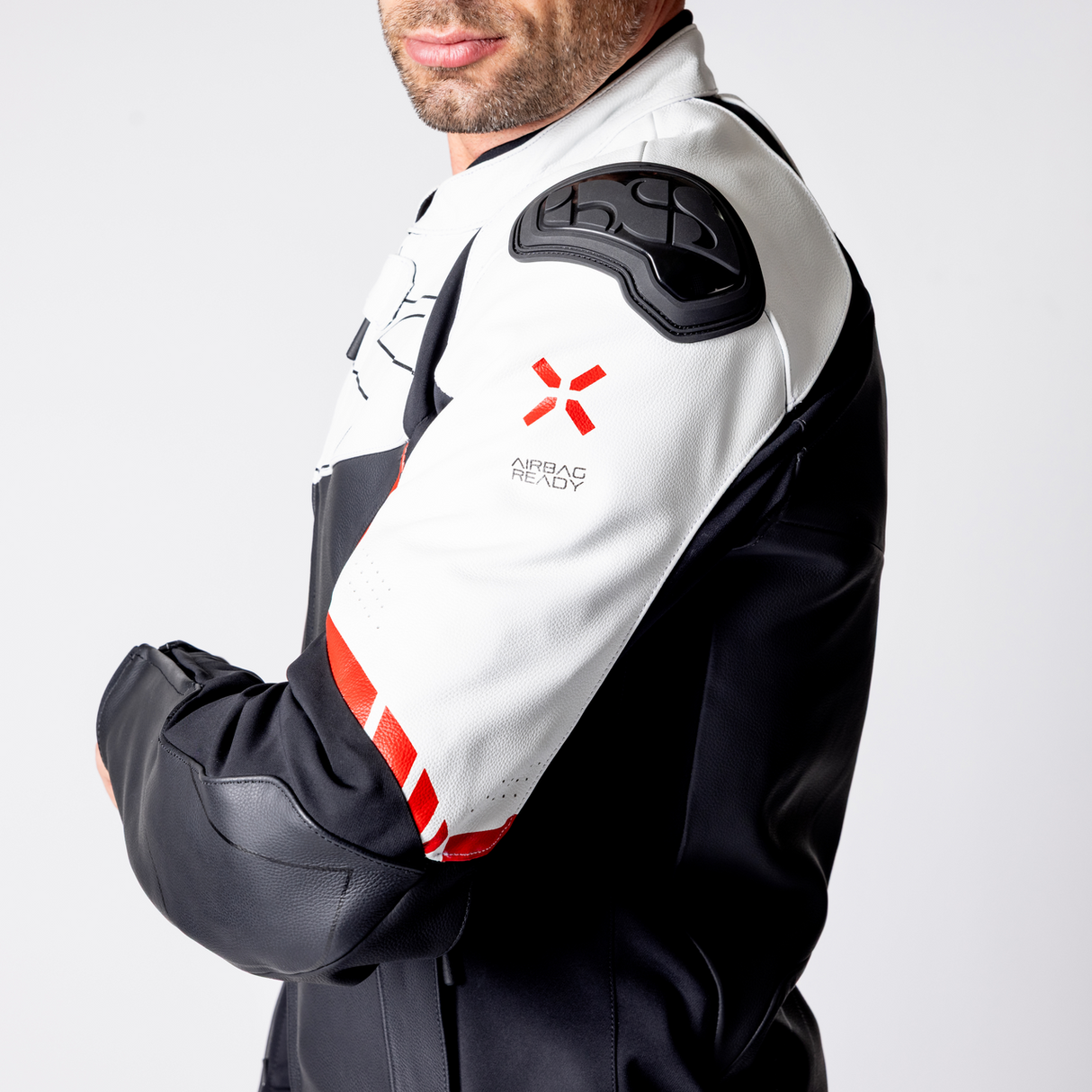 Ace 1.0 Lederjacke - schwarz-weiss-rot