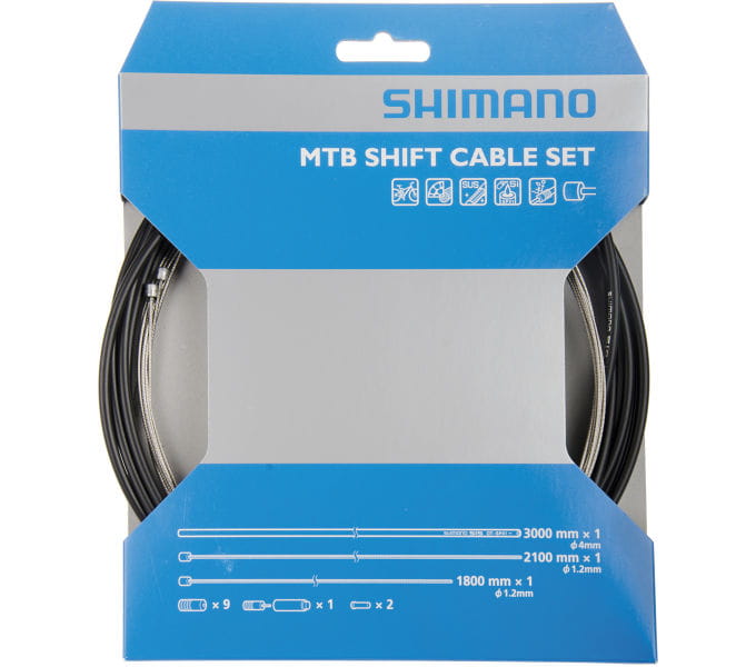 MTB Schaltzug-Set Edelstahl, 3000 mm Hülle - schwarz Shimano