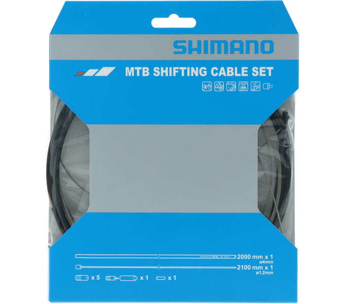 MTB Schaltzug-Set Edelstahl, 2000 mm Hülle - schwarz Shimano