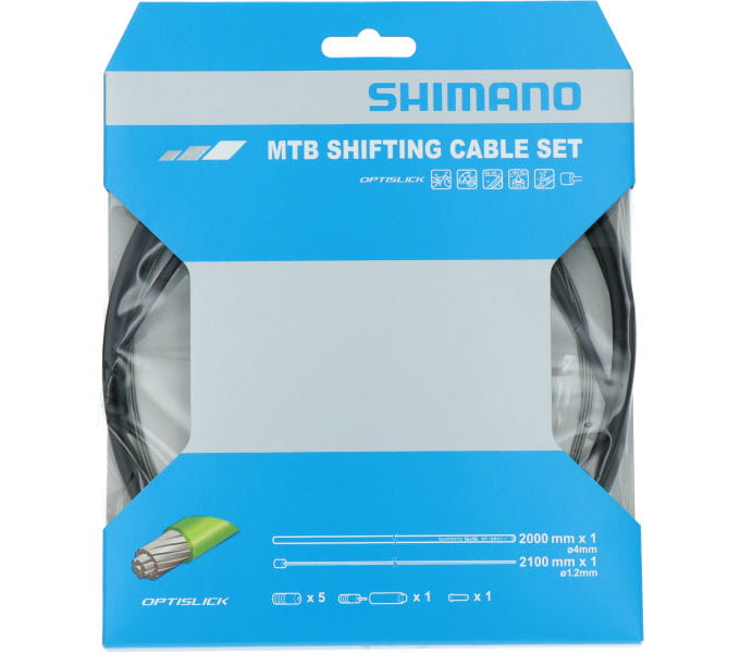 MTB Schaltzug-Set Optislick, 2000 mm Hülle - schwarz Shimano