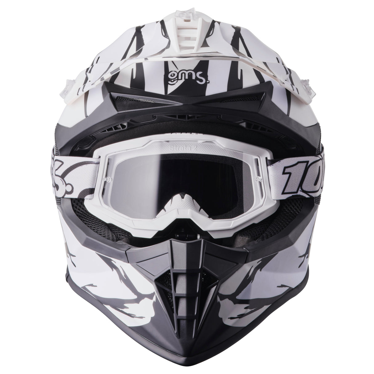 Motocrosshelm Fortis Graffi matt schwarz-weiss