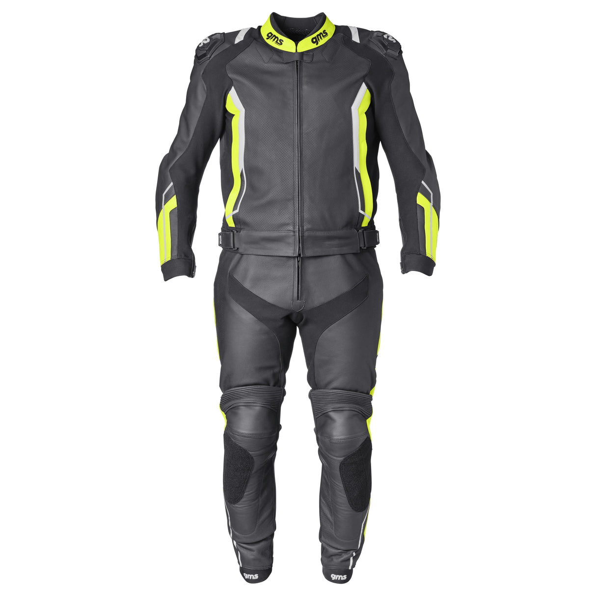 Lederkombi GR-1 2PC schwarz-gelb-weiss