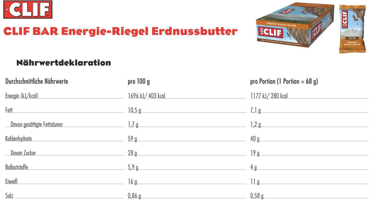Original Energy Bar Energie Riegel - Crunchy Peanut Butter