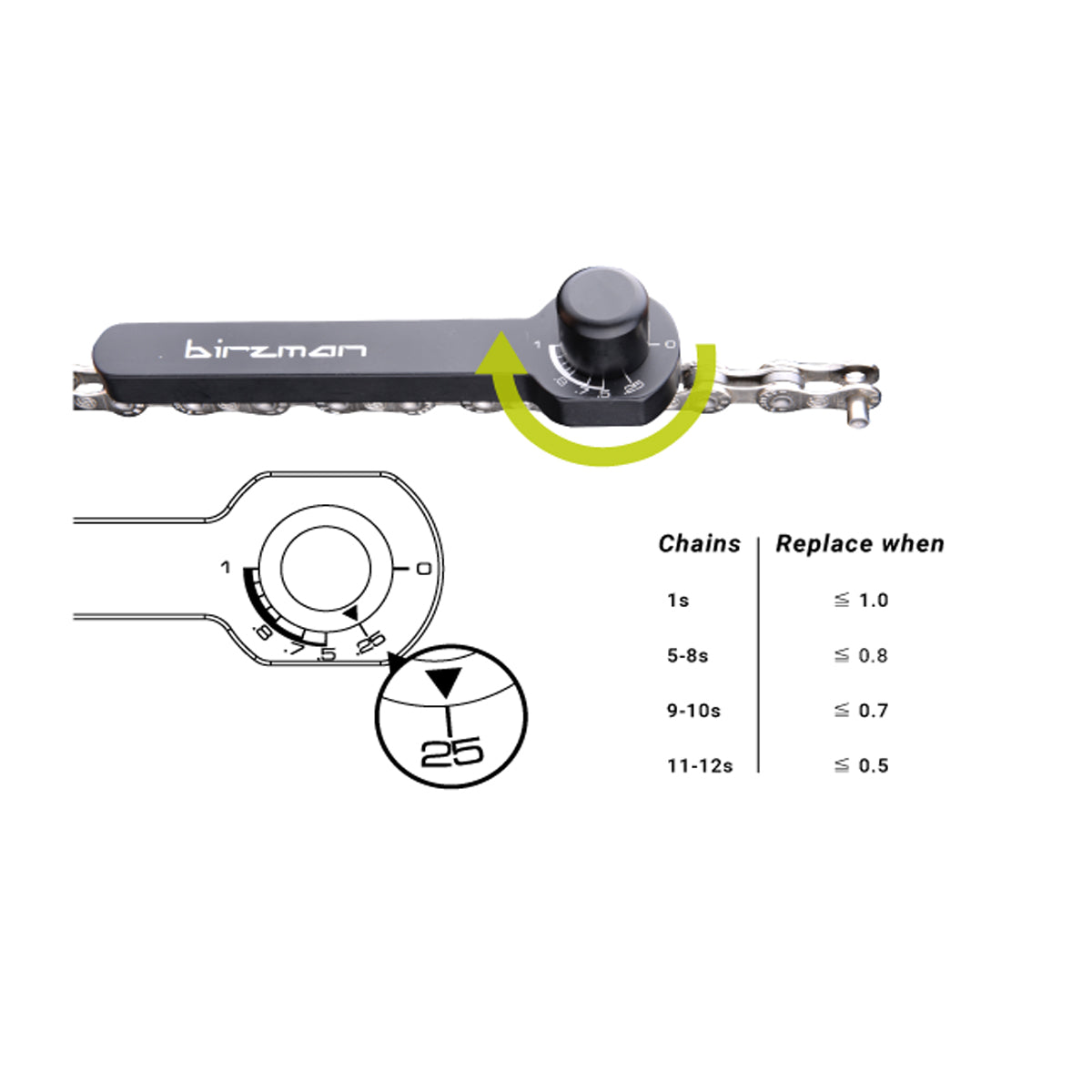 Kettenverschleißlehre mit Indicator 02 - Schwarz