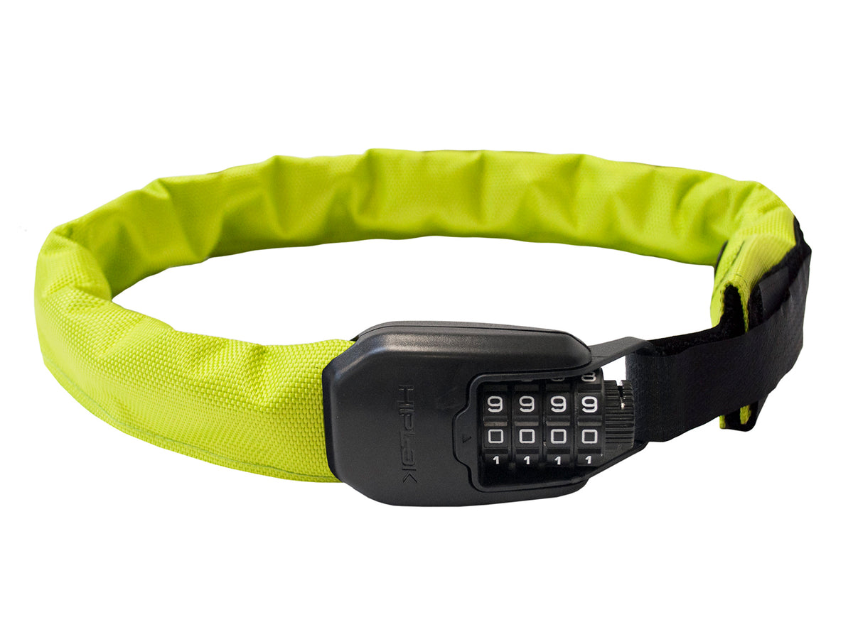 Spin, wearable 6mm chain with 4-digit combi-dial - neon yellow