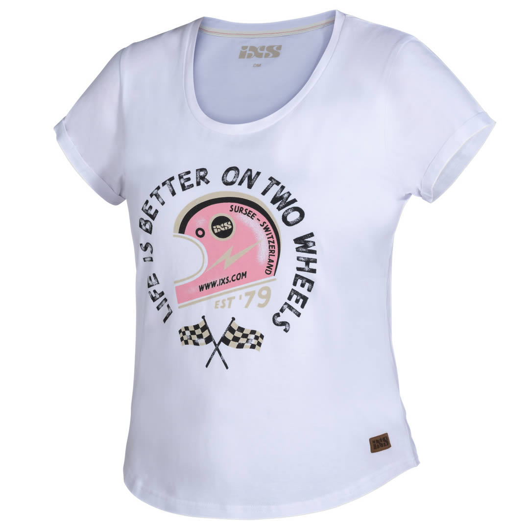 Damen T-Shirt On Two Wheels - weiss-pink