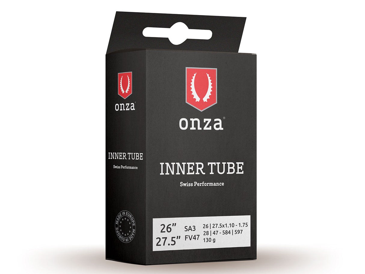 Onza Tires Tube SA3, 26\x7c27.5x1.10-1.75, 0.9mm, Presta FV47mm - black