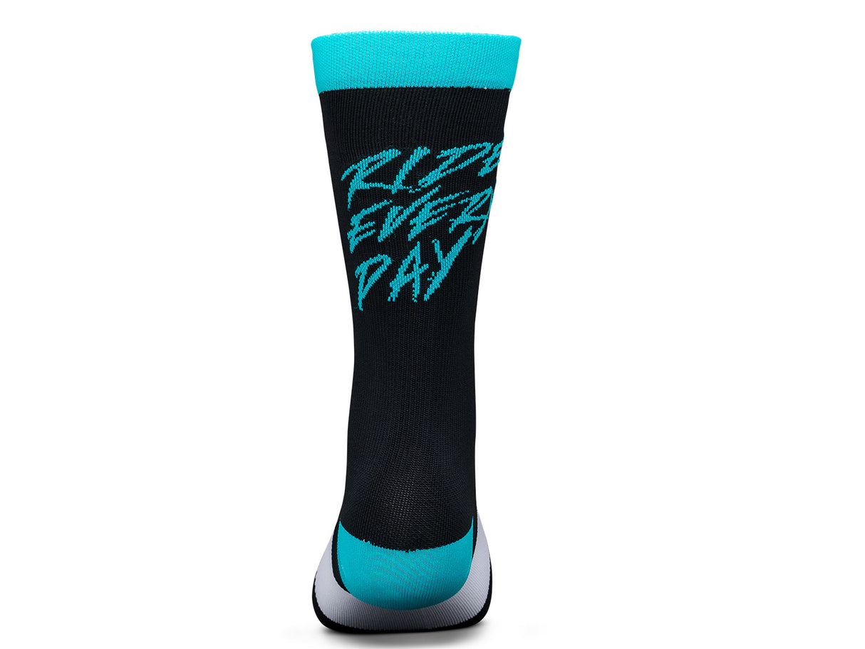 Ride Every Day Socks - Black/Aqua