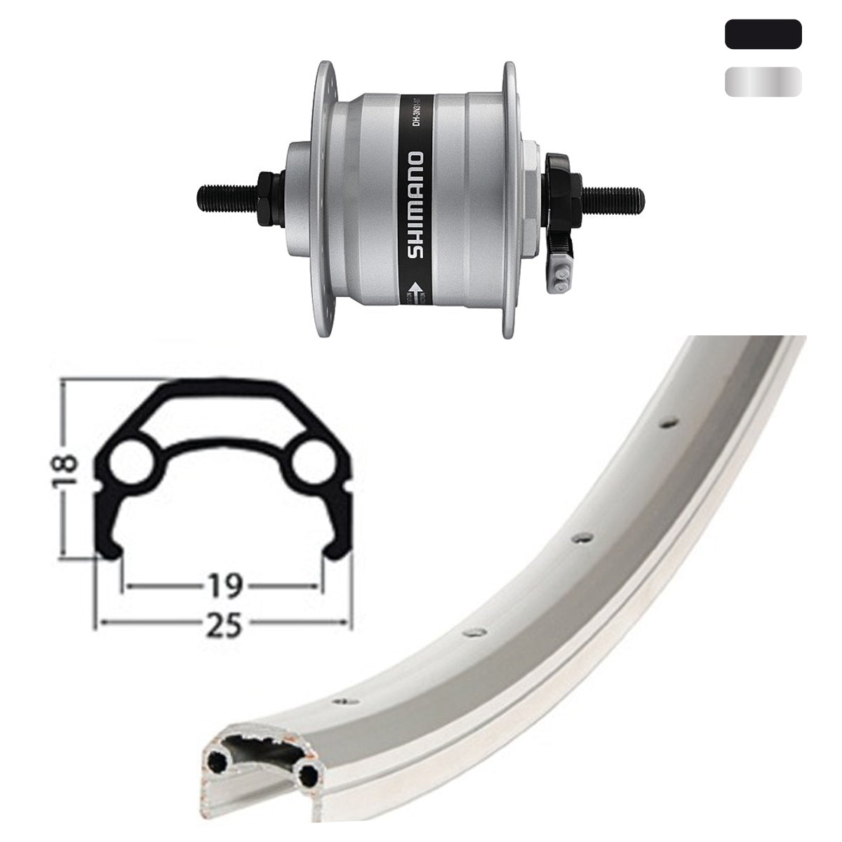VR 28 Zoll mit Nabendynamo - silber