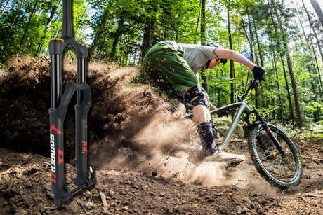 Test Gabel Marzocchi Bomber Z1, und Mountainbiker in Aktion
