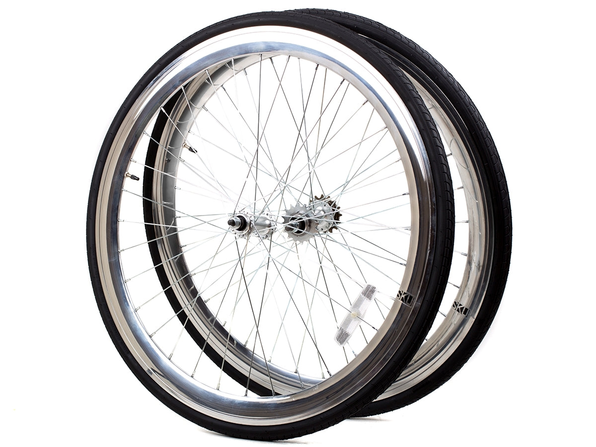 Deep Section Singlespeed Fixed Gear Laufradsatz - 30 mm Felgen - silber