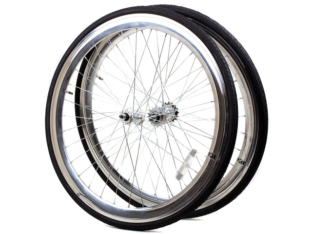 Deep Section Singlespeed Fixed Gear Laufradsatz - 30 mm Felgen - silber