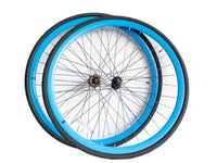 Deep Section Singlespeed Fixed Gear Laufradsatz - 30 mm Felgen - blau