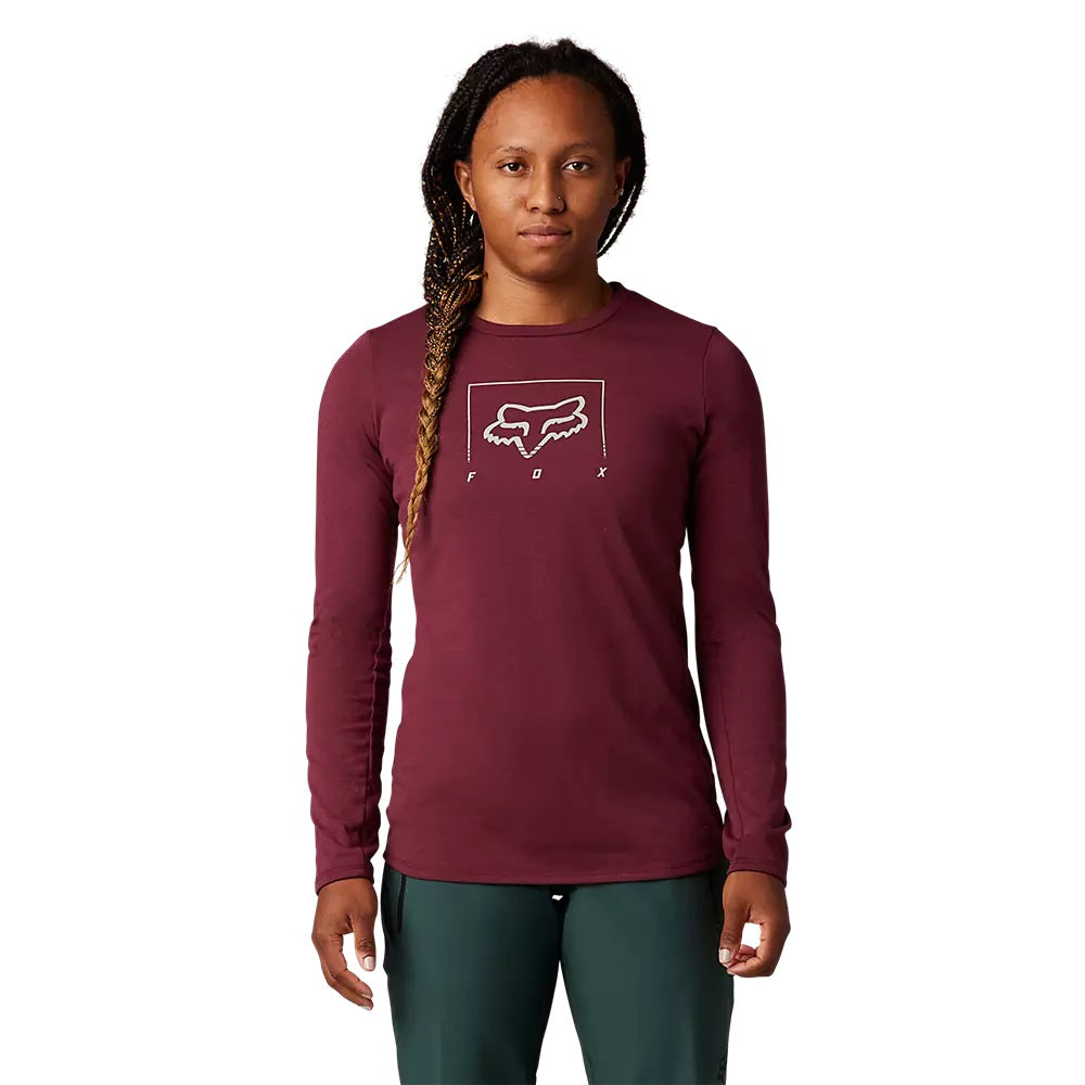 Womens Ranger Dr Mid Long Sleeve Jersey - dark maroon