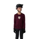 Youth Ranger Long Sleeve Jersey Fox Head - Dark Maroon