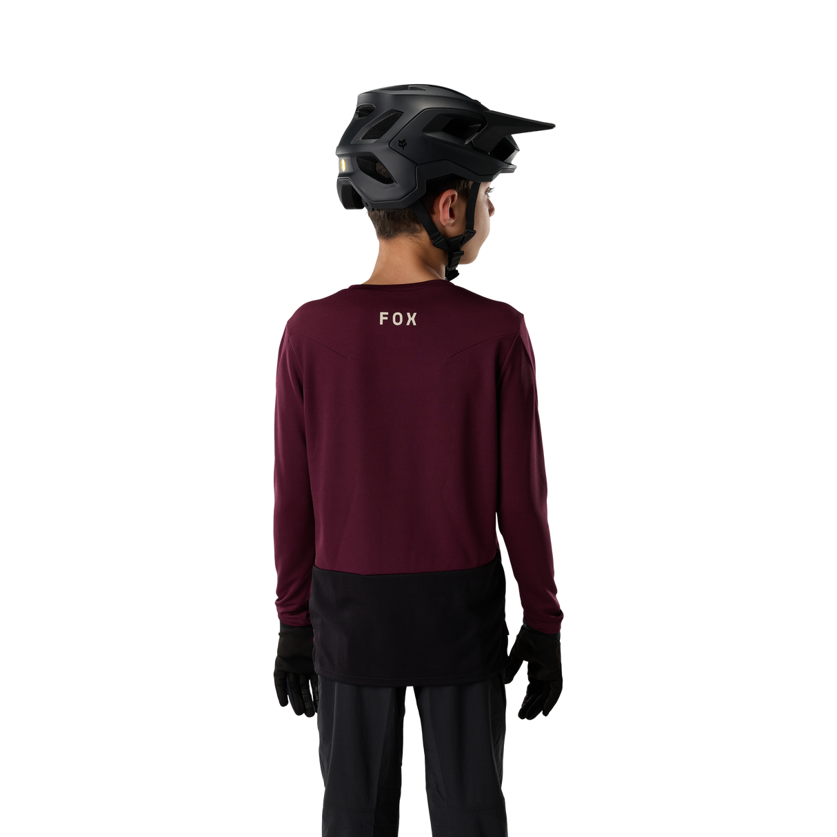 Youth Ranger Long Sleeve Jersey Fox Head - Dark Maroon