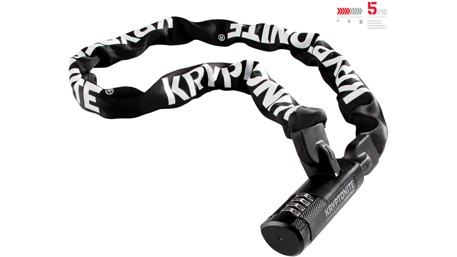 Keeper 712 Combo I.C. Kettenschloss (120cm) - schwarz/weiß