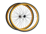 Deep Section Singlespeed Fixed Gear Laufradsatz - 30 mm Felgen - gold