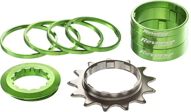 Singlespeed Kit 13T Ritzel + 7 Spacer - grün