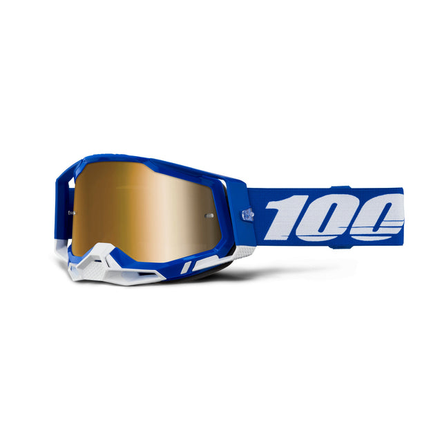 100% Racecraft 2 Goggle Blue - Mirror True Gold Lens