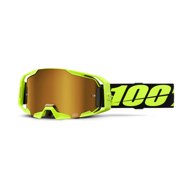 100% Armatic Goggle Neon Yellow - Mirror True Gold Lens