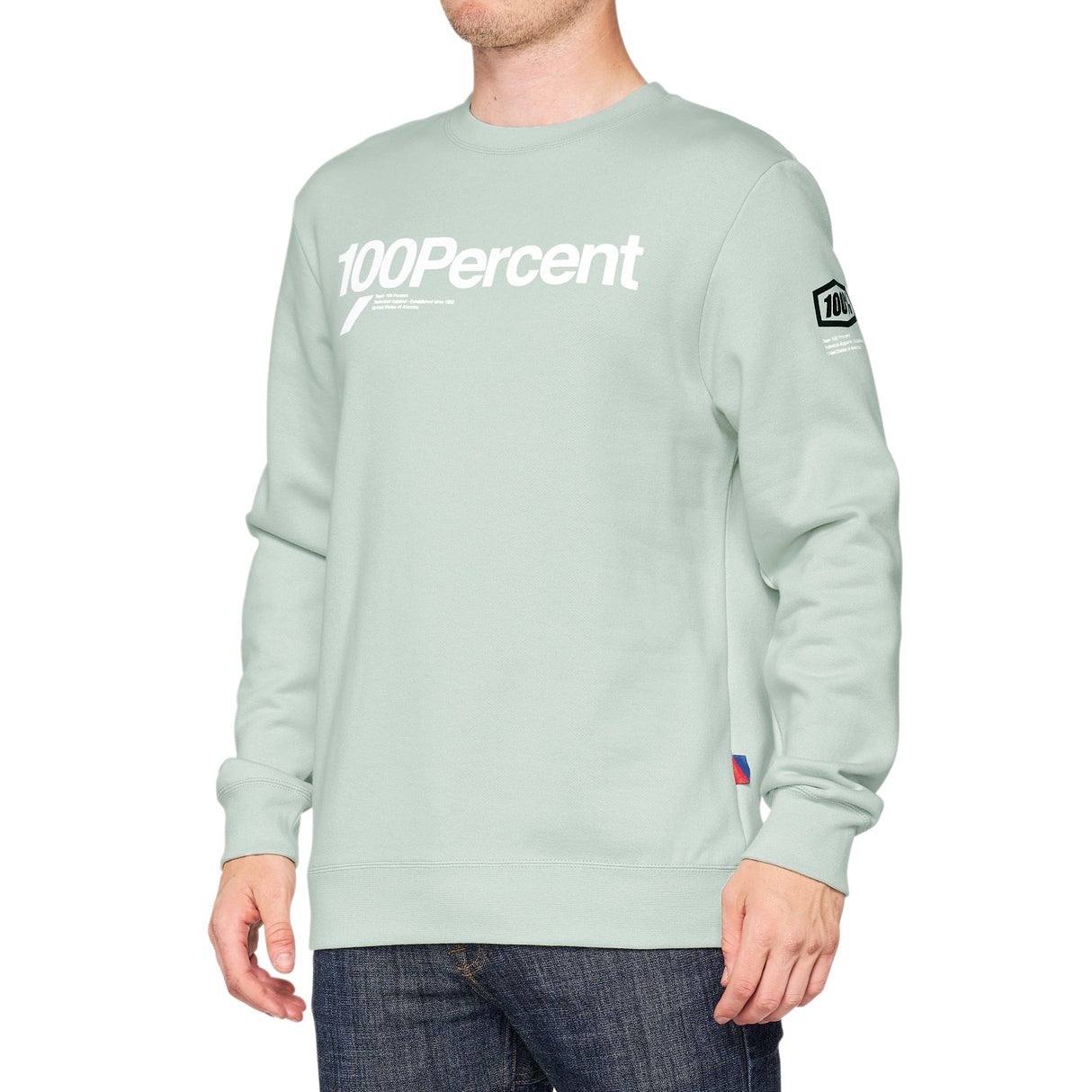 100% Manifesto Crewneck Sweatshirt türkis-weiss