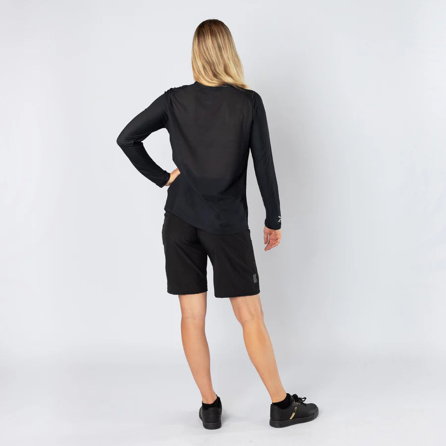 Damen Flow Lite 1.0 Henley - schwarz-graphit