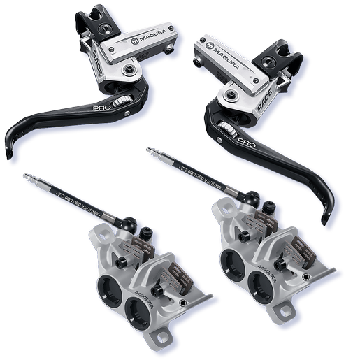 Race Pro disc brake set, 4-piston - silver/black
