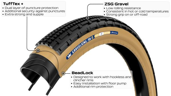 Gravelking SK Plus 27.5", Faltreifen TLR - schwarz/braun