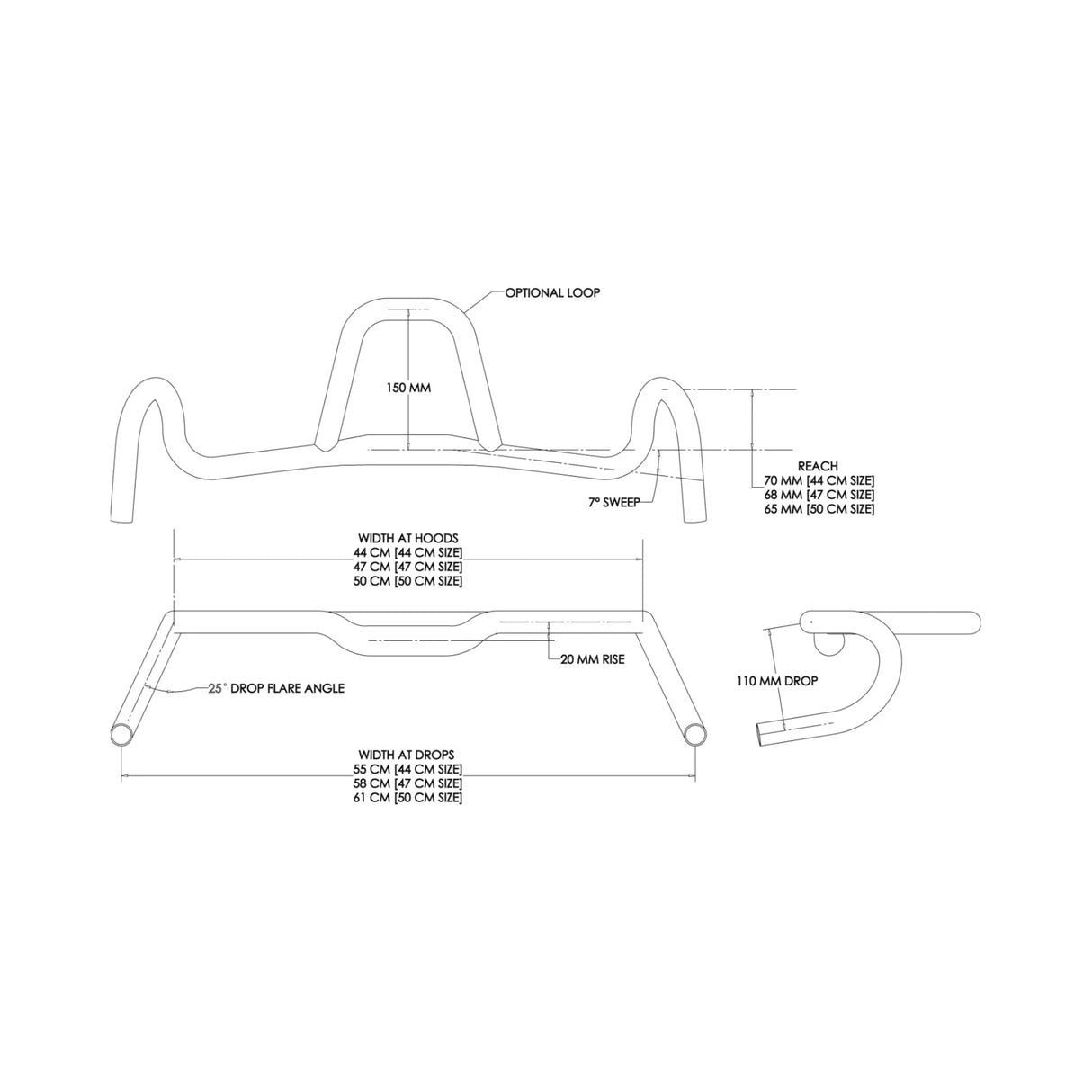 Kitchen Sink Handlebar Drop Bar + Loop Gravel-Lenker mit Aero-Auflieger